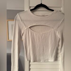 Garage White Ribbed Women's Top